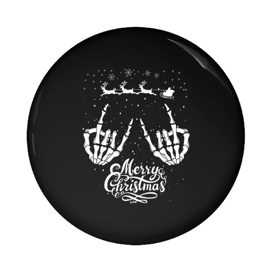 Rock On Rock Star Christmas Skeleton Hands Santa Pin Buttons