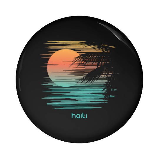 Artistic Haiti Palm Tree Vacation Souvenir Pin Buttons