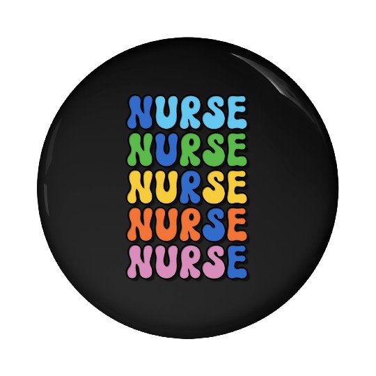 Nurse Colorful Retro Design Pin Buttons