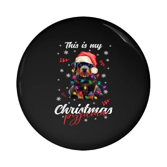 Winter Christmas Pyjama Rotweiler Pin Buttons