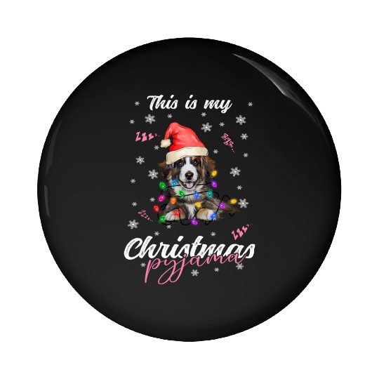 Winter Christmas Pyjama Australian Shepherd Pin Buttons