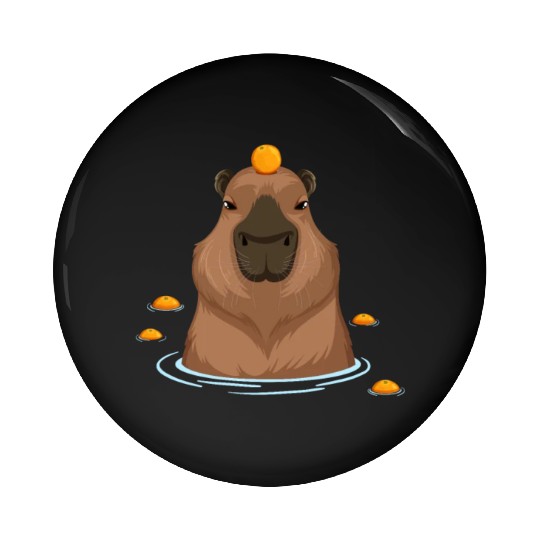 Funny Capybara Oranges Rodent Guinea Pig Lover Pun Pin Buttons