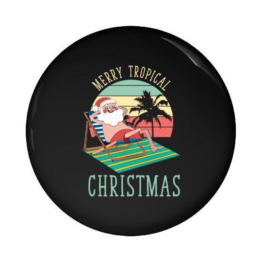Merry Tropical Christmas Beach Christmas Pin Buttons