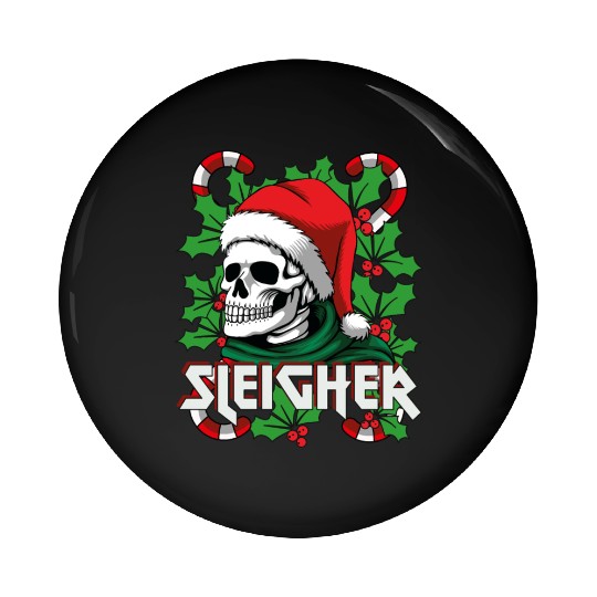 Sleigher Heavy Metal Santa Pin Buttons