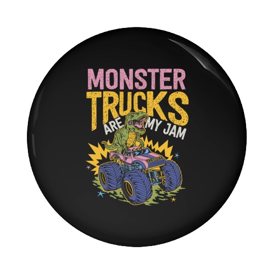 Monster Trucks Are My Jam Vintage Retro Pin Buttons