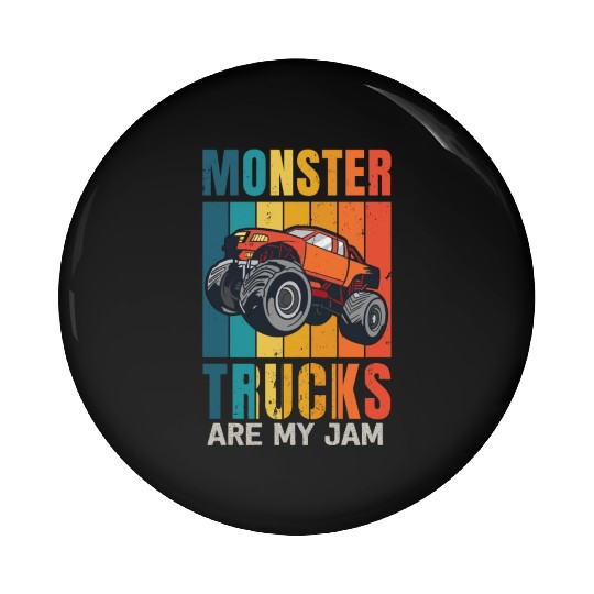 Monster Trucks Are My Jam Vintage Retro Pin Buttons