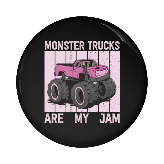 Monster Trucks Are My Jam Vintage Retro Pin Buttons