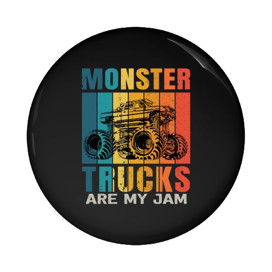 Monster Trucks Are My Jam Vintage Retro Pin Buttons