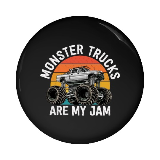 Monster Trucks Are My Jam Vintage Retro Pin Buttons