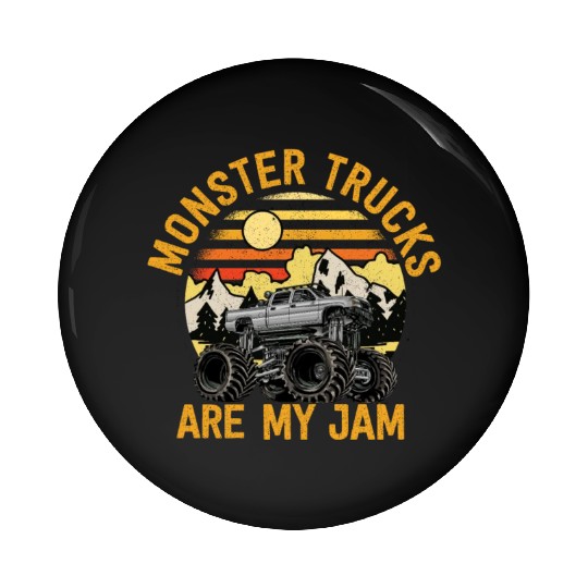 Monster Trucks Are My Jam Vintage Retro Pin Buttons