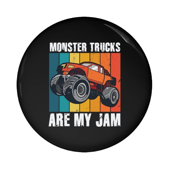 Monster Trucks Are My Jam Vintage Retro Pin Buttons