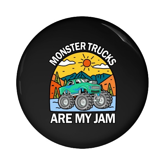 Monster Trucks Are My Jam Vintage Retro Pin Buttons