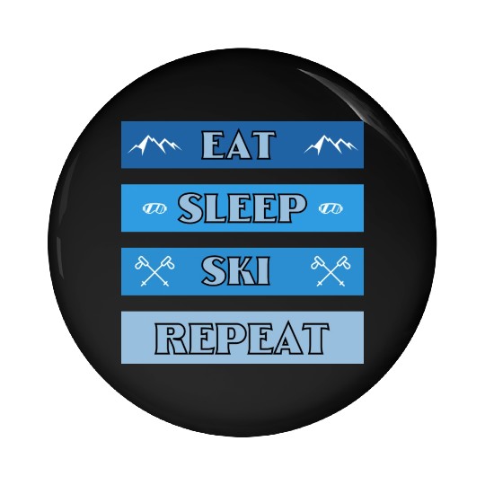 Eat Sleep Ski Repeat Modern Pin Buttons