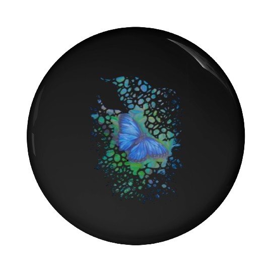 Royal blue monarch butterfly retro 70's animal Pin Buttons