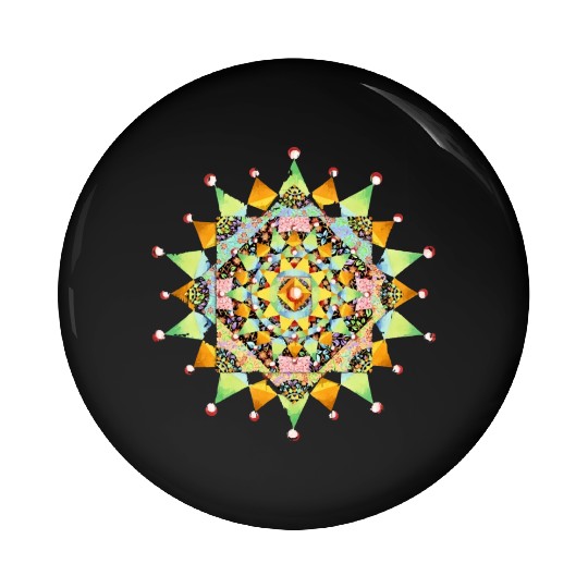 Patchwork Filigree Mandala Pin Buttons