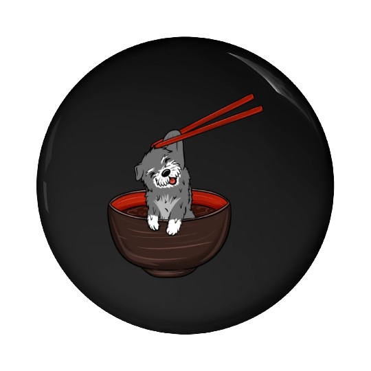 Schnauzer Dipping Noodles Pin Buttons