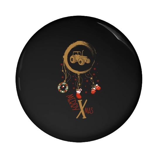 Winter dreamcatcher Christmas Tractor Pin Buttons