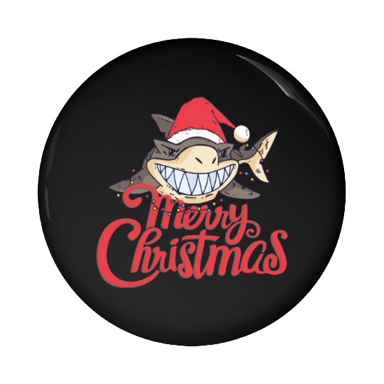 Cute Shark Cheeky In The Ocean For Christmas X-mas Pin Buttons