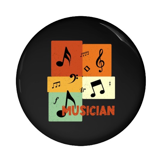Musician Retro Vintage Distressed Squares Pin Buttons