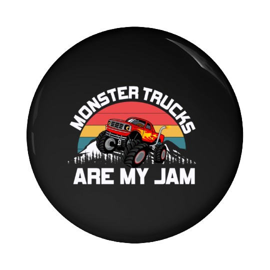 Monster Trucks Are My Jam Vintage Retro Pin Buttons