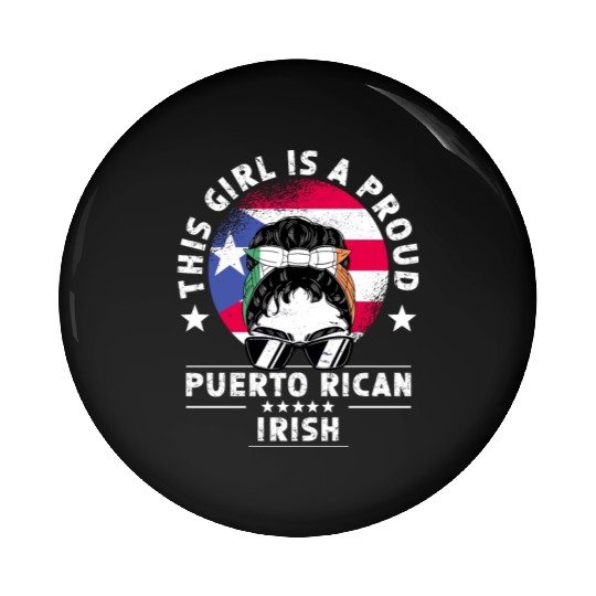 Puerto Rico Flag Ireland Grown Women Girl Pin Buttons