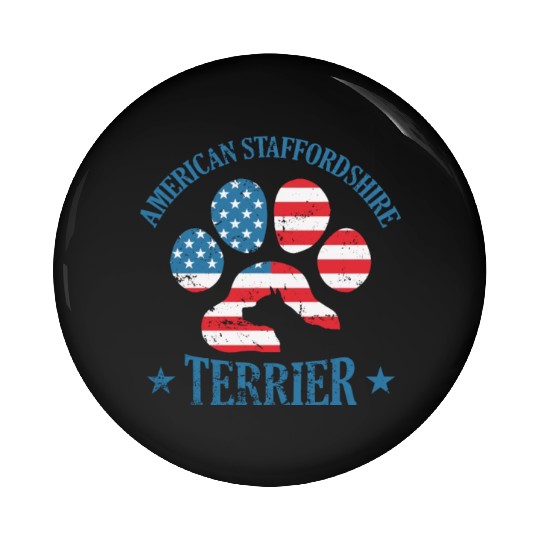 Staffordshire Terrier Paw in USA Flag Pin Buttons