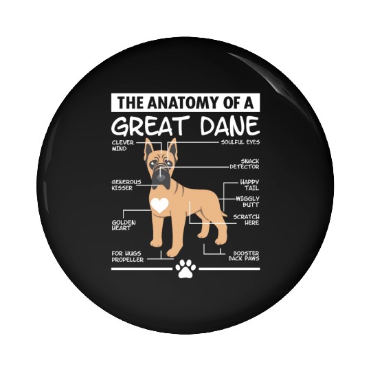 The Anatomy of A Great Dane Pin Buttons