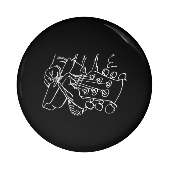 Guitar Oneline Art - Acoustic Guitar Guitar Player Pin Buttons