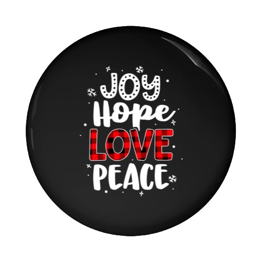Joy Hope Love Peace Red Buffalo Plaid Christmas Pin Buttons