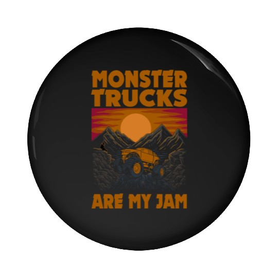 Monster Trucks Are My Jam Vintage Retro Pin Buttons