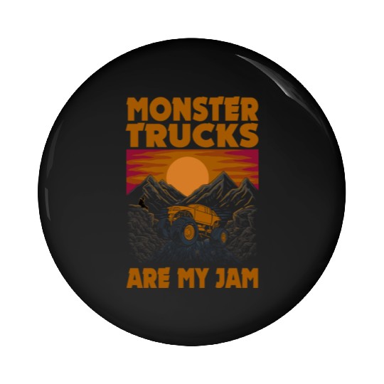 Monster Trucks Are My Jam Vintage Retro Pin Buttons