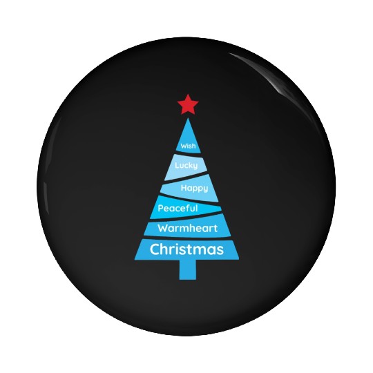 Minimalist Light Blue Christmas Pine Pin Buttons