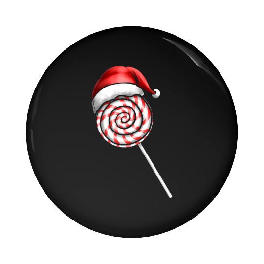 Candy Cane Lollipop Santas Hat Merry Christmas Pin Buttons