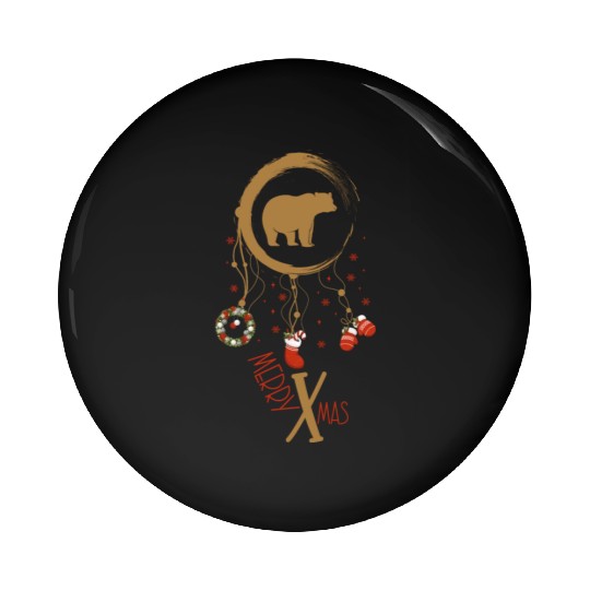 Winter dreamcatcher Christmas Bear Pin Buttons