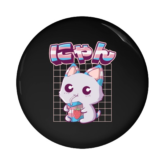 Transgender Pride Kawaii Cat Strawberry Milk Trans Pin Buttons