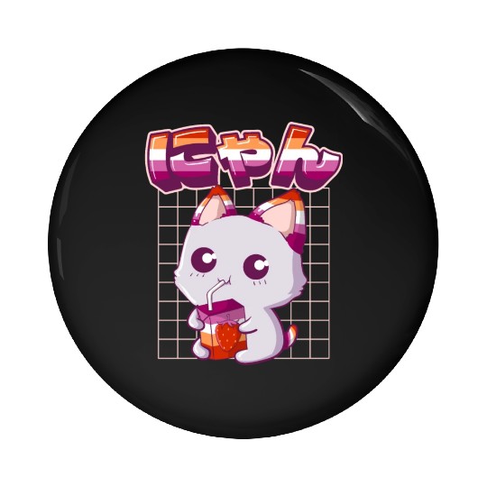 Lesbian Pride Gay Kawaii Cat Strawberry Milk Lesbi Pin Buttons