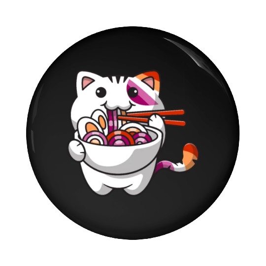Lesbian Pride Gay Kawaii Cat Ramen Noodles Lesbian Pin Buttons