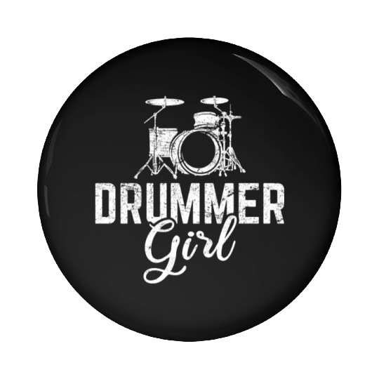 Cool Drummer Girl Rock Music Player Musician Percu Pin Buttons