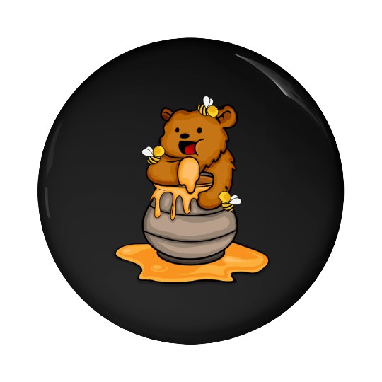 Grizzly Bear Eating Honey Cute Bear Cub Brown Bear Pin Buttons