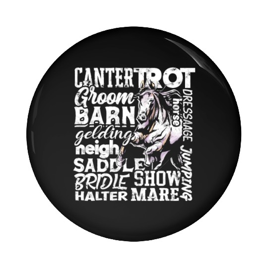 Cantertrot Groom Barn Dressage Neigh Horse Pin Buttons