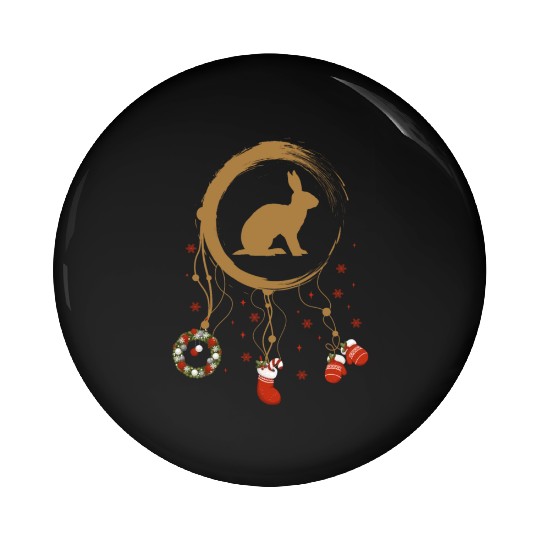 Winter dreamcatcher Christmas Hare Pin Buttons