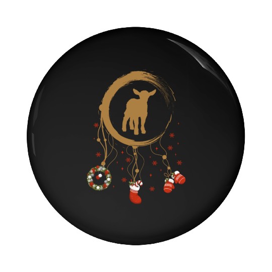 Winter dreamcatcher Christmas Lamb Pin Buttons
