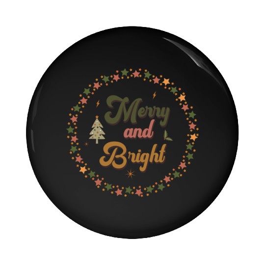 Merry And Bright Groovy Christmas Pin Buttons
