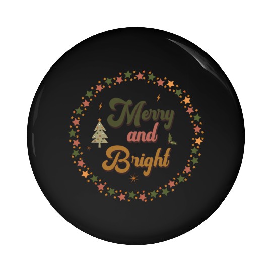 Merry And Bright Groovy Christmas Pin Buttons
