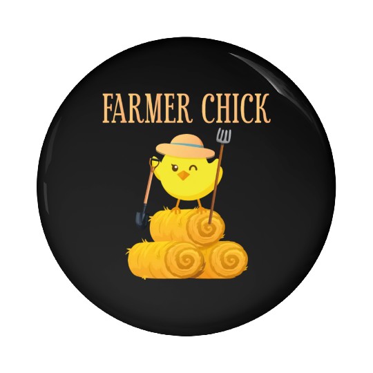 Farming Farmer Girl Chicken Farmer Pin Buttons