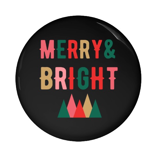Merry and Bright retro Christmas Pin Buttons Pin Buttons