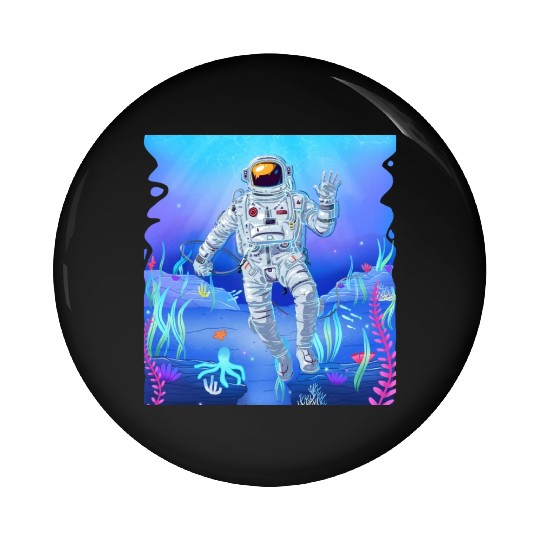 Ocean lover astronaut fantasy design Pin Buttons