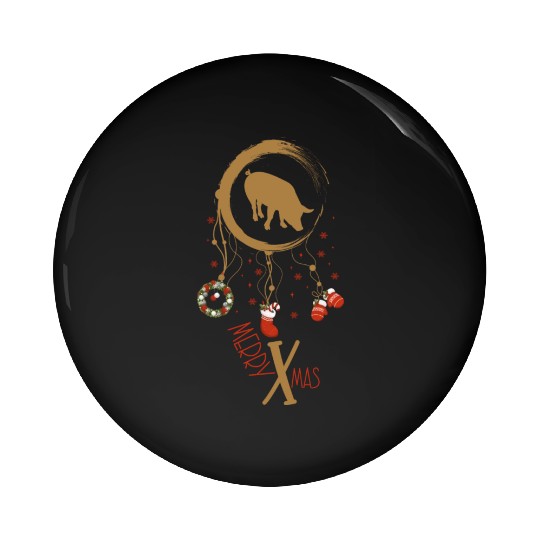 Winter dreamcatcher Christmas Pig Pin Buttons
