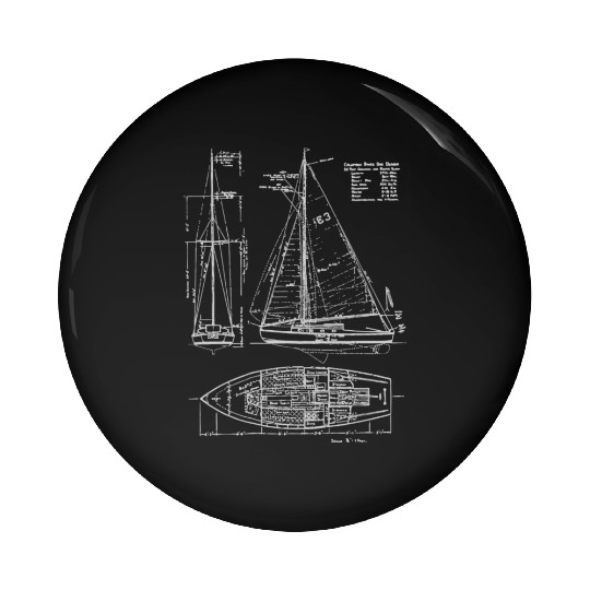 Sailboat Blueprint Old Ocean Sailing For Sailors Pin Buttons