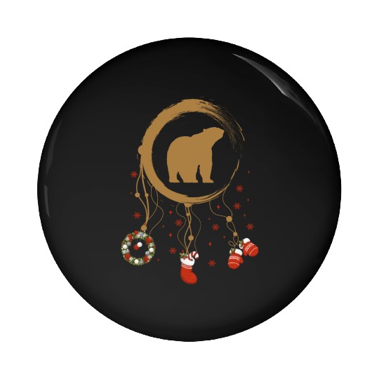 Winter dreamcatcher Christmas Polar bear Pin Buttons